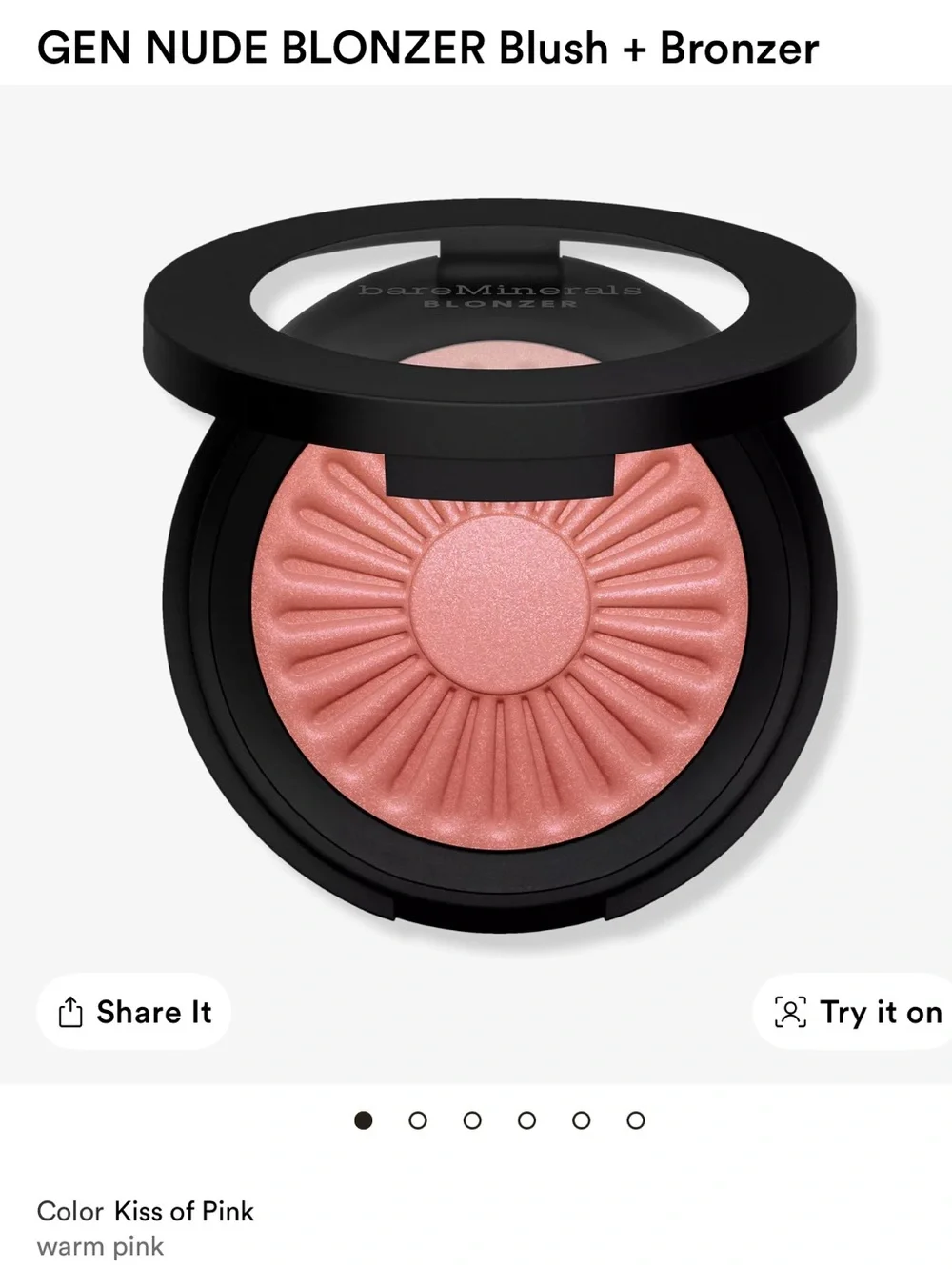 Bareminerals GEN NUDE BLONZER Blush + Bronzer kiss of pink 💞